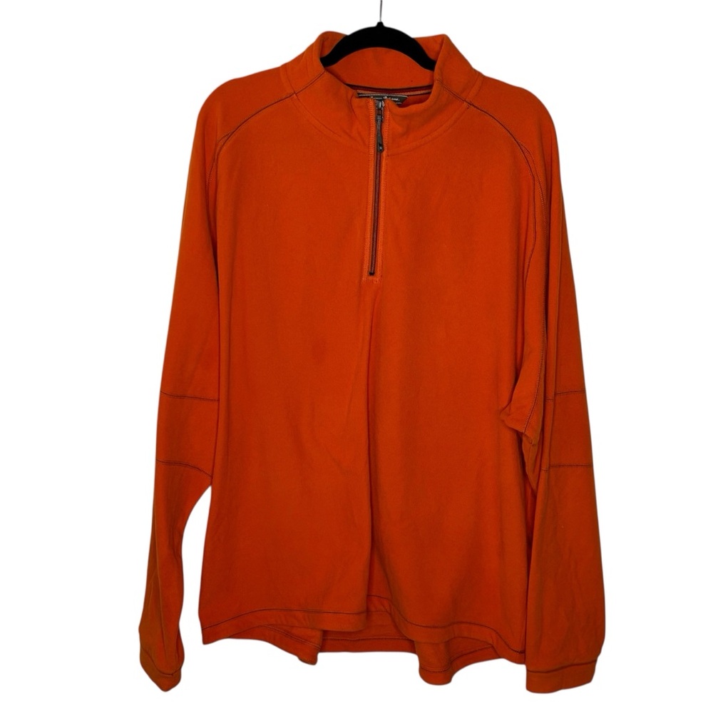 Tommy Bahama Pullover Sweater XXL Orange Soft Ribbed Fleece Quarter Zip Big Tall